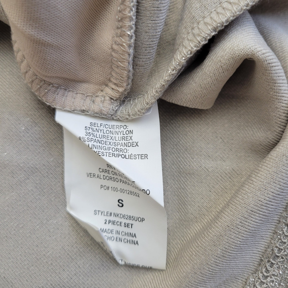 REWIND Shirt Top Womens Small Beige Shiny Shimmer Crop Sweetheart Coquette Party - Picture 12 of 13
